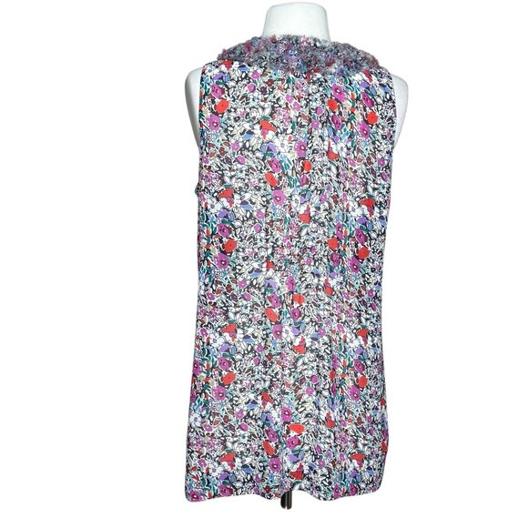 CAbi Liberty Floral Ruffle Neck Keyhole Sleeveless Blouse Top Medium - Picture 2 of 6